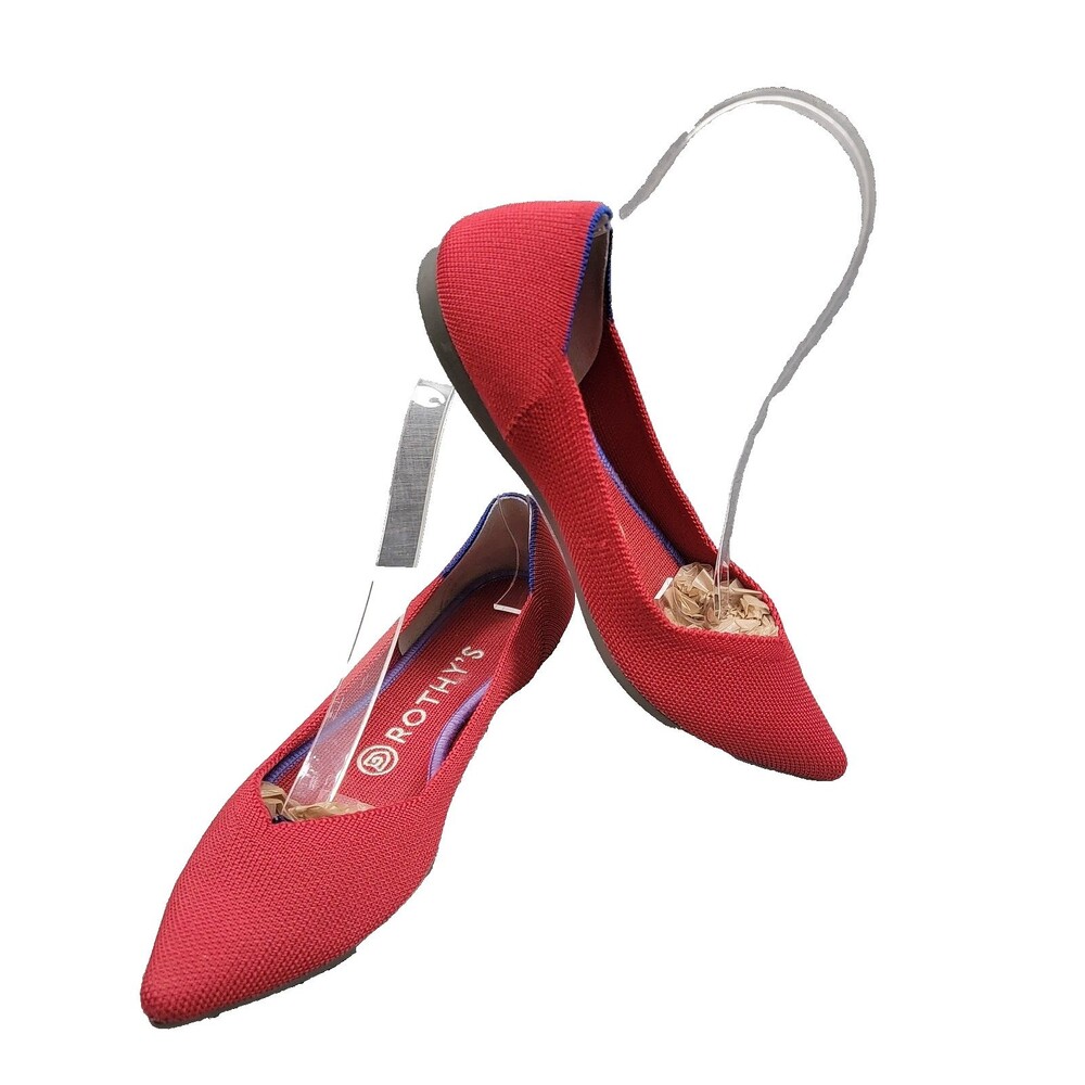 Rothy's The Point Red Knit Flats Women's US Size 7 Pointed Toe Slip On Shoes